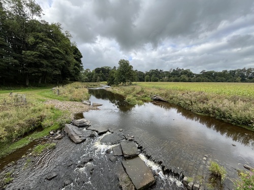 River with stepped stone weir near Bolton-by-Bowland