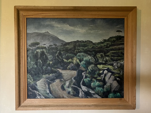 Landscape in Provence, France by Roger Eliot Fry, green hillside with umbrella pines