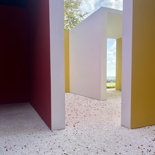 Hélio Oiticica's Magic Square #3 with the landscape beyond