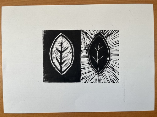 Both blocks side by side using black ink
