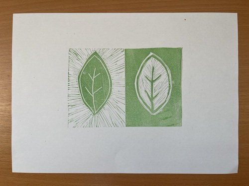 Both blocks side by side using a green ink