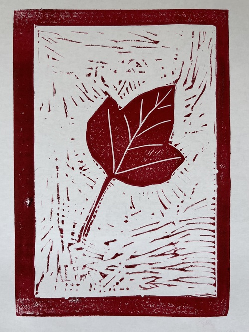 A second, redder print of the maple leaf design
