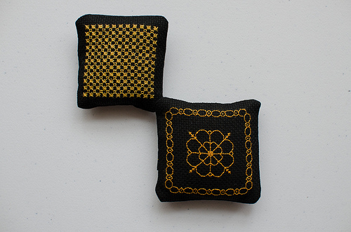 Two blackwork lavender bags