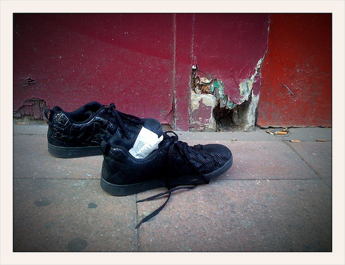 Found footwear: Black, White and Red