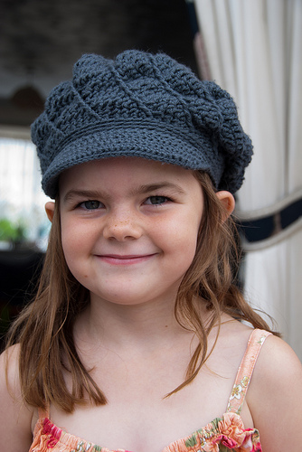 Millie wears my crocheted hat