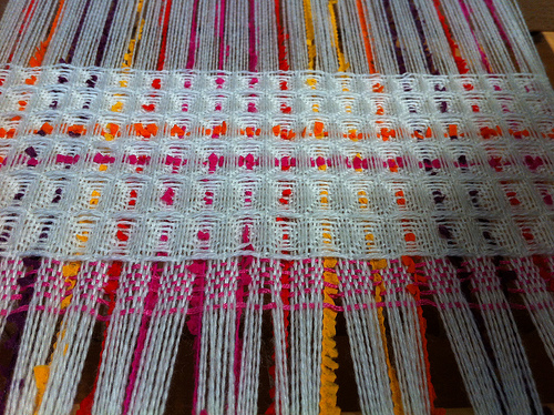 Textured weaving in progress